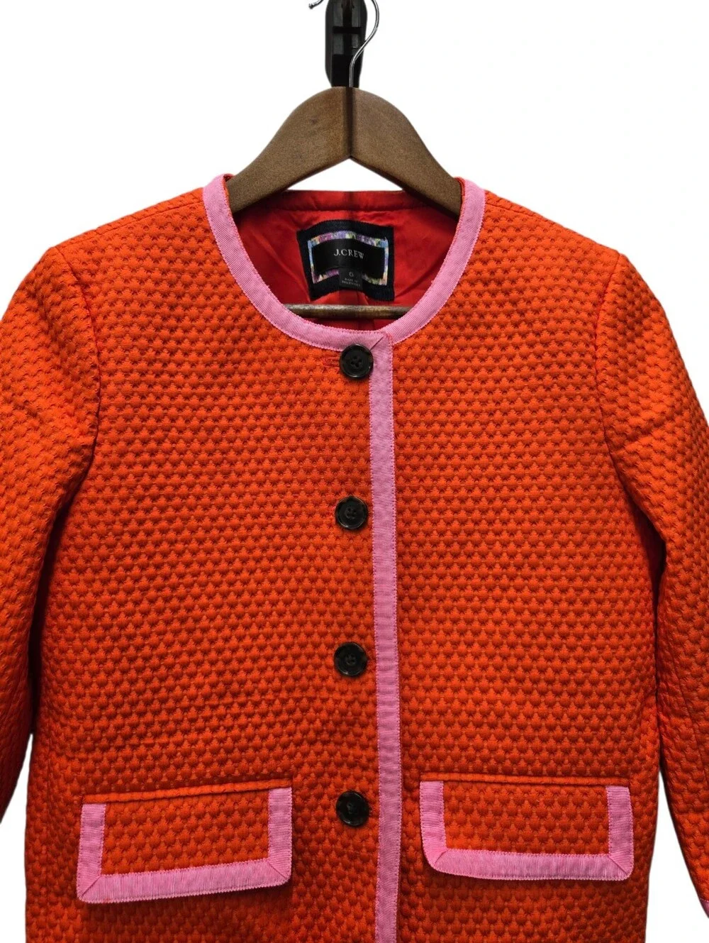 J. Crew Collarless Blazer in Matelassé